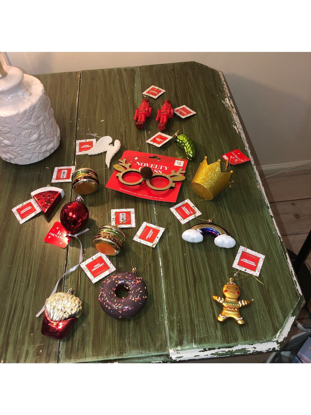 1616 Holdings Bundle of NEW 13 Christmas Ornament and One Reindeer Glasses